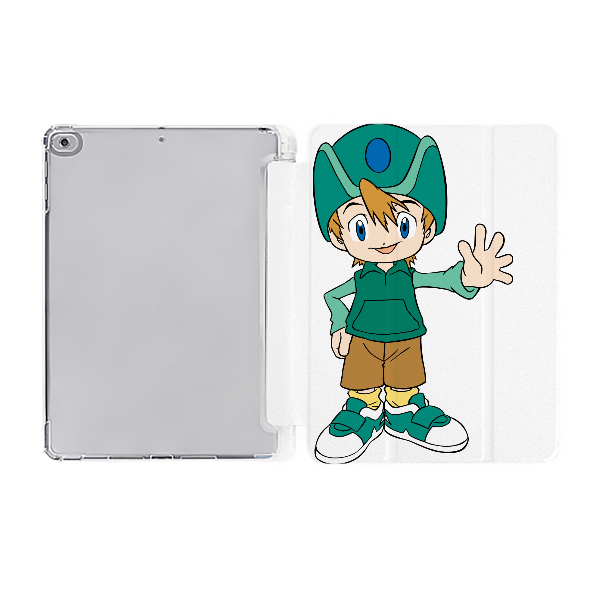 （画像用） Digimon デジタルモンスター/デジモン IPad ケース ペン収納付き 三つ折りスタンド PUレザー×シリコン 対応機種9.5/10.5/10.9インチ